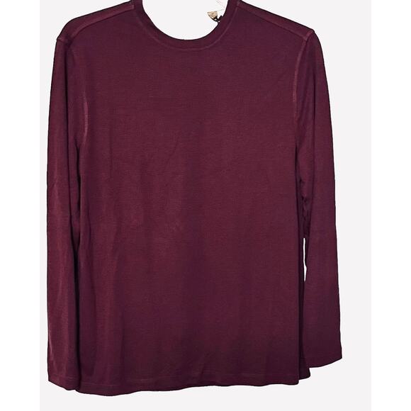 TASSO ELBA ISLAND LONG SLEEVE PULL-OVER TOP/T-SHIRT, WOMENS, M, PLUM, ROUND NECK - Picture 1 of 10
